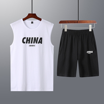 Mens vest Summer loose motion Gats up overweight Overweight Son Pure Cotton Basketball Coat 7 Suit Kan Shoulder Sleeveless T-shirt