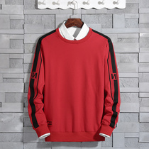 Sweaters Mens Autumn Leisure Solid Color Loose Long Sleeve T-Shirt Fat Plus Size Crewneck base shirt Sportswear