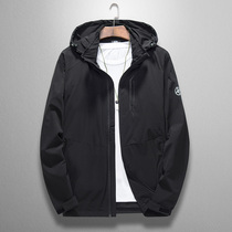 Jacket Men Spring and Autumn Jacket trendy fat loose hooded plus size fat fat fat guy sports and leisure