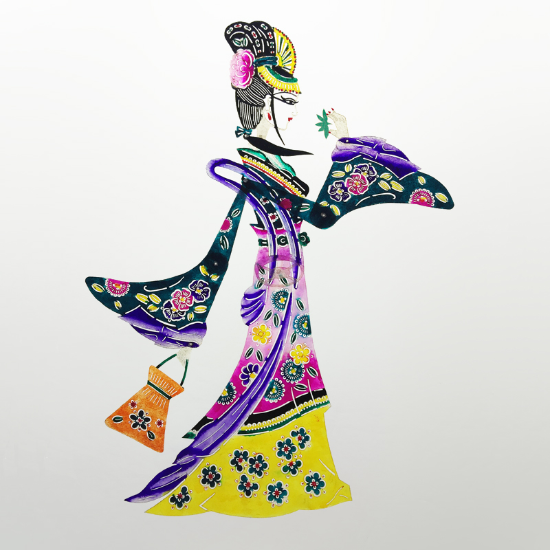 皮影戏道具带操作杆皮影人物四大美女西安纪念品手工艺品送老外