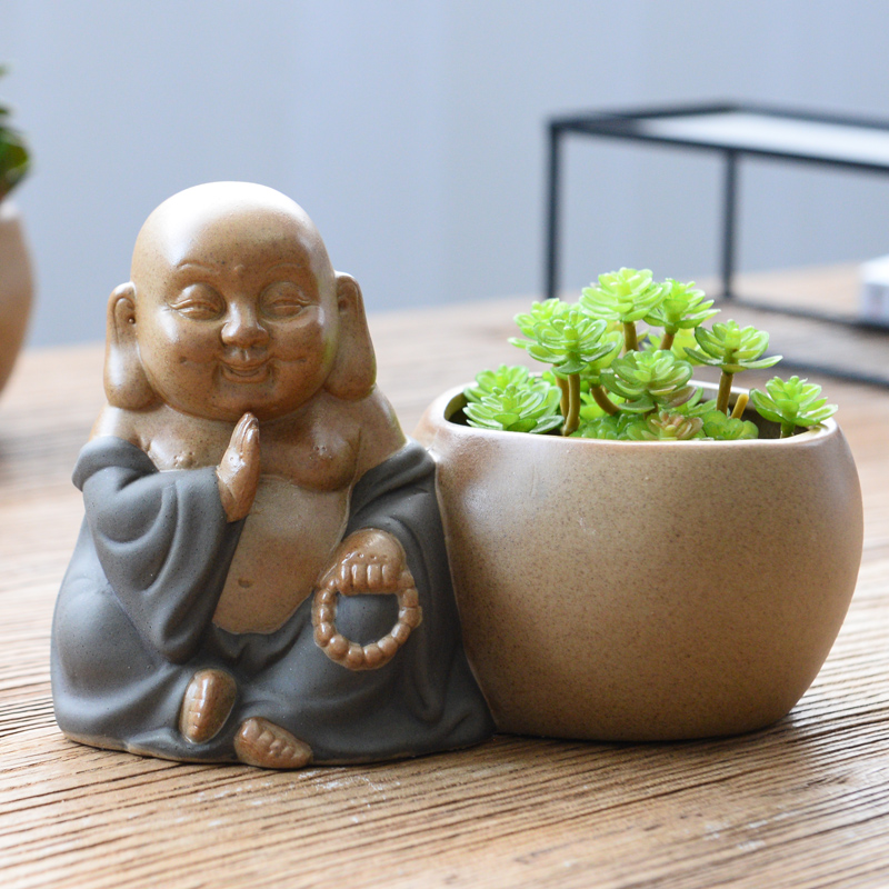 Fleshy zen flowerpot ceramic maitreya desktop furnishing articles asparagus pot potted flower implement small old running the furnishing articles flowers