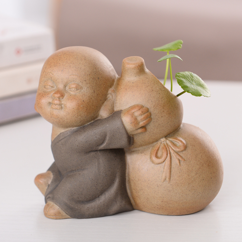 Hydroponic grass cooper contracted small zen monk vase more than other meat water raise no hole, flowerpot ceramic dry flower vase