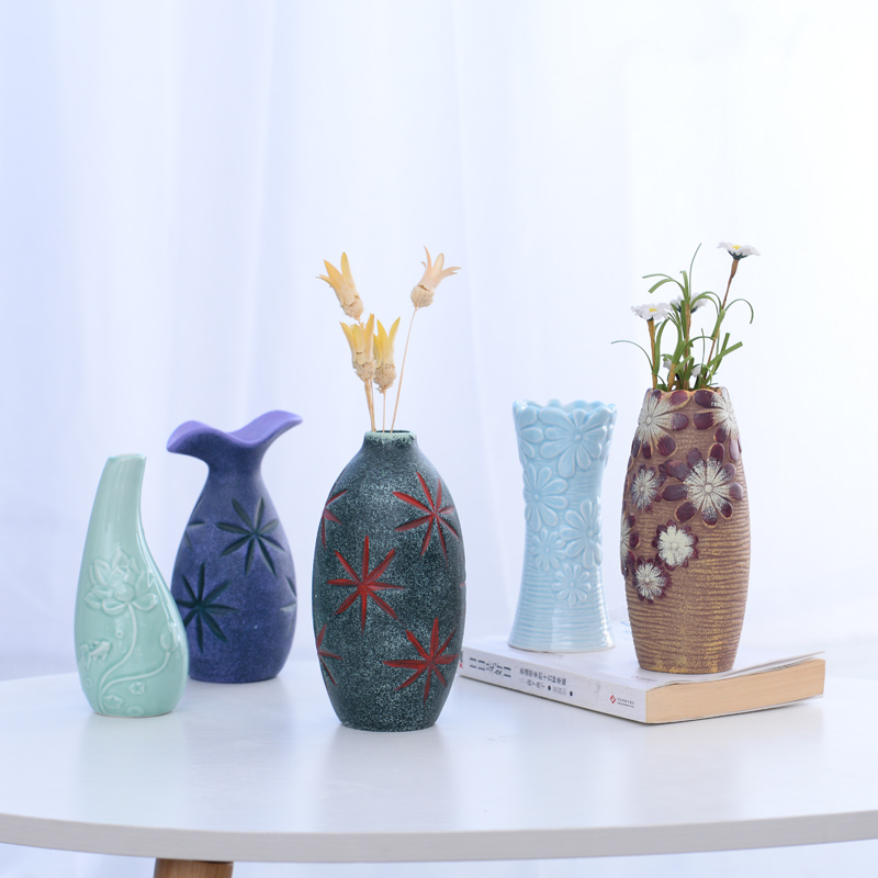 Furnishing articles of household ceramic vase flower implement transparent creative flower vase European household small sitting room fresh water bottle