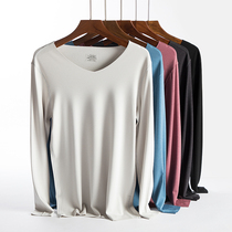 Mens incognito V-neck thermal underwear De Velvet self-heating single-piece top plus thin velvet autumn coat Long-sleeved tight base shirt