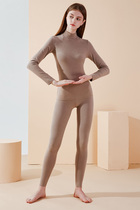 De velvet incognito thermal underwear womens thickened velvet autumn coat autumn pants suit self-heating tight semi-high collar base winter