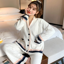 Pregnant womens pajamas winter plus velvet thickened pregnancy warm breast-feeding clothes maternal confinement clothing 11th month 12