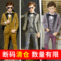 children's suit boys flower dress middle and large size children's suit Korean style piano performance costume spring and autumn show