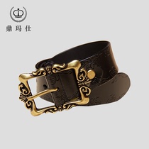 Ding Ma Shi Children's Belt Belt Boy Student Middle School Boy Teenager Cowhide Carved Belt