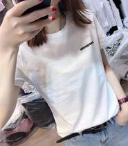 european station 2022 summer new fashion european style loose all match white t-shirt women short sleeve pure cotton top