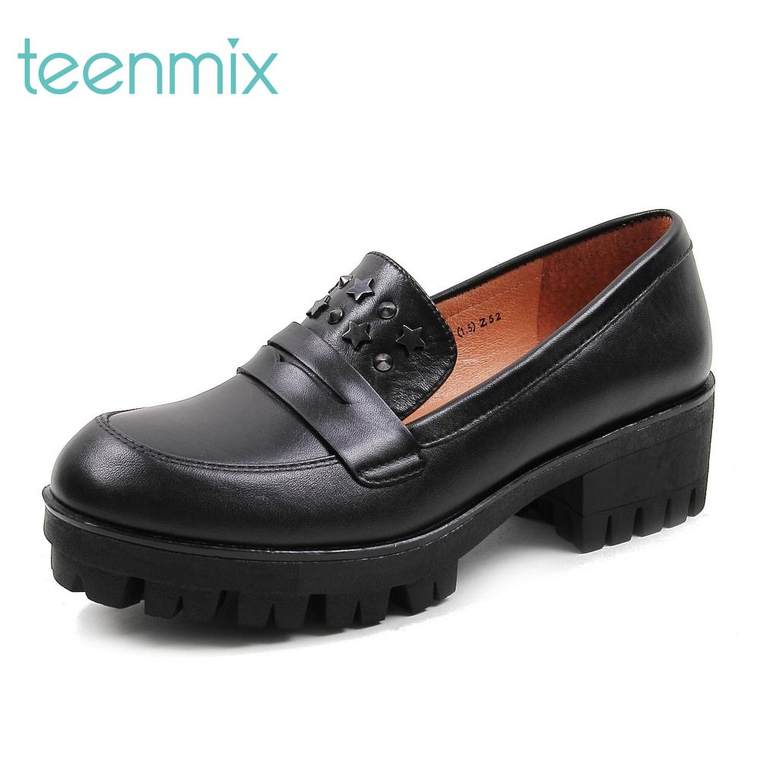 Teenmix/天美意2015年秋季专柜同款擦色牛皮女单鞋6SC29CM5 专柜2