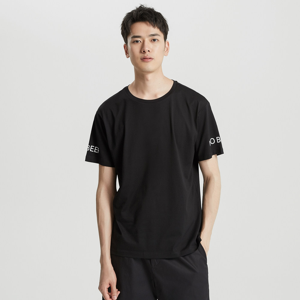 > 【m】mecity男装2018夏季新款后背字母印花纯棉修身短袖t恤 品牌:me