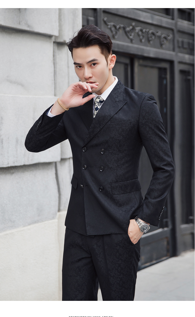 80聚酯纤维20粘纤s5xl三排扣西服套装三件套6026p295