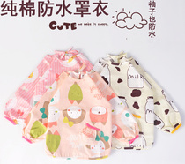Cotton baby coat Boy long sleeve rice pocket waterproof anti-dress eating childrens apron painting clothes Bib protective clothing