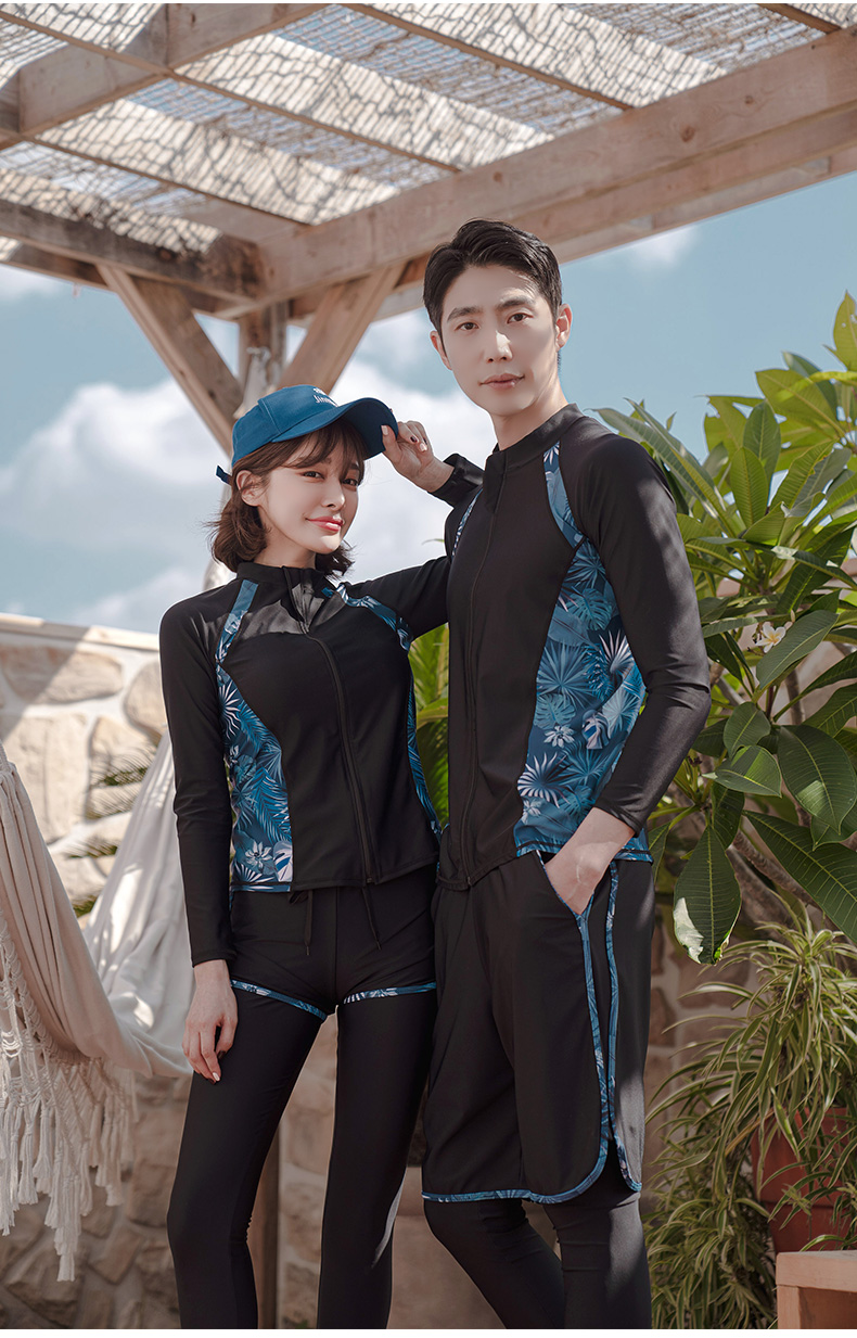 潜水服女韩国情侣分体冲浪服男防晒速干长袖长裤游泳衣水母衣套装