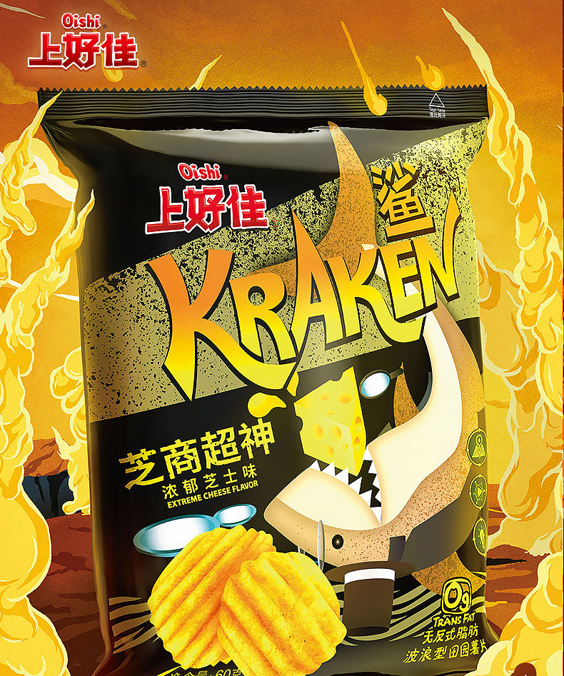 天猫【上好佳】新品鲨波浪薯片组合装60g*5