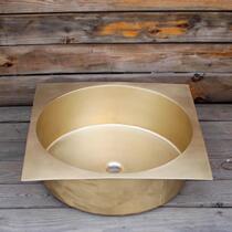 Household square wash basin column floor standing basin basin wash basin brass brass hotel decorative basin customization