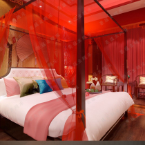 New Chinese festive red gauze wedding bed hotel theme bed custom water bed sex couple vibration electric mattress