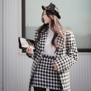 autumn fashion jacket + hip-wrapped half-length skirt two-piece 