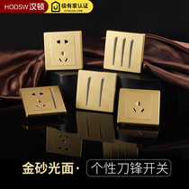 Hanton home wear switch socket panel personality fashion modern wind C3 golden five-hole double-controlled 86 suit