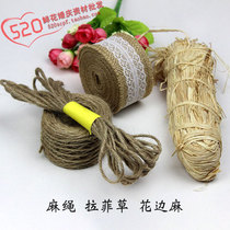 Hemp Rope Rope Diy Raffi Grass Retro Flowers Packaging Materials Zantha Butterfly Knot Hemp With Bouquet Packaging