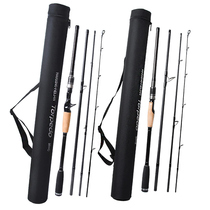 Ultra-short portable four-section Luya rod Multi-section M-adjusted ultra-light carbon straight handle gun handle long throw freshwater travel rod