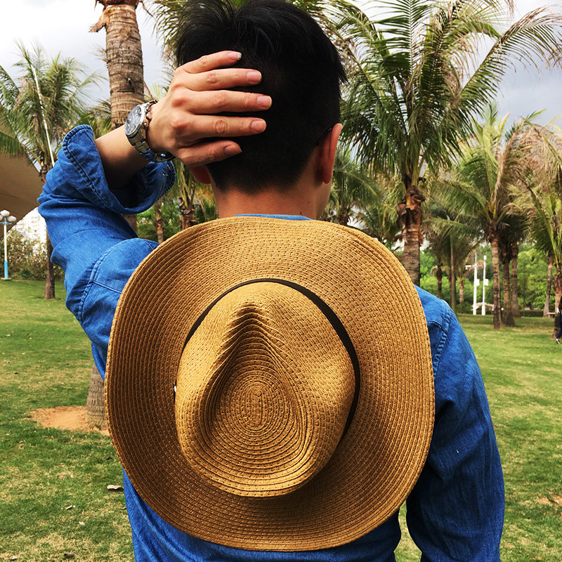 草帽男夏季遮阳户外防晒帽牛仔夏季透气钓鱼帽子时尚潮海边沙滩帽