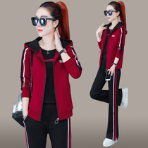 阔腿裤运动套装女春秋新款时尚卫衣三件套女士大码宽松跑步休闲服