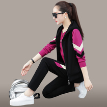 Sports suit womens spring and autumn 2021 new foreign fashion trend Wei clothes casual fashion three-piece tide
