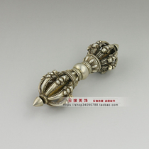 Vintage made old pure copper brass silver plated Vajra Tantric instrument Handle piece Silver plated small ornament