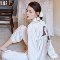 Autumn pajamas womens suit two-piece long sleeve spring and autumn Ice Silk thin models can be worn outside home clothes silk summer New