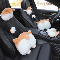 Car seat headrest with head cartoon cushion neck pillow interior pillow waist cute creative car pillow