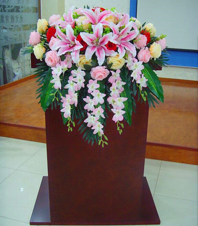 演讲台花仿真花花艺商务桌边会议桌挂花背景路引摆件下垂商务假花