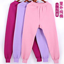 Fat size warm pants middle-aged and elderly cotton triple-layer cotton wool pants loose high-waisted pants mother pants women