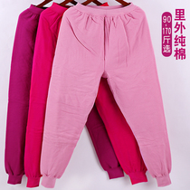 Womens cotton three-layer cotton warm pants plus fat large size medium thick cotton pants middle-aged and elderly high waist deep crotch cotton wool pants