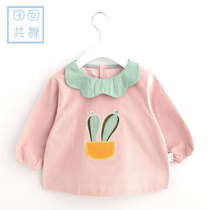 Fall winter baby corduroy overcoat princess anti-wear cotton eating waterproof bib children apron anti-dirty protective clothing