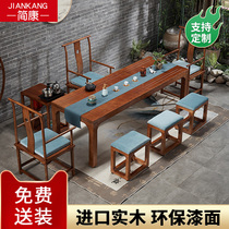 New Chinese tea table and chair Simple modern solid wood Zen tea room furniture Tea table Tea table Balcony tea table and chair combination