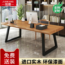Solid wood desktop computer desk Home bedroom Simple modern workbench desk Single log office desk and chair combination
