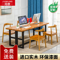 Nordic foldable dining table Modern simple small apartment Home office Rectangular solid wood table Entrance table