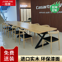 Creative solid wood Boss table Big class table Big board table Tea table Tea table Office meeting negotiation Tea table Iron-legged table