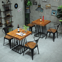 Nordic 6-person small apartment Rectangular modern simple dining table and chairs Combination Living room Dining table Wrought iron solid wood dining table