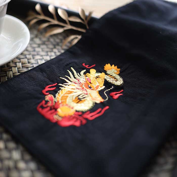 Zodiac Dragon Year Embroidery China Wind Pure Cotton Handkerchief Pascan Embroidered 2024 New Year's Gift Men's Carry-on Silk-Taobao