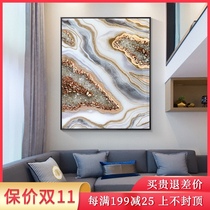 Hand-painted oil painting gold foil crystal light luxury porch decorative painting simple modern living room dining room background wall abstract hanging painting