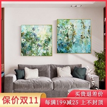 Simple flower decoration painting modern light luxury wind porch corridor aisle wall living room hand-painted oil painting abstract double