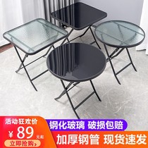 Outdoor Out Stall Small Family Type Table Foldable Dining Table Home Shrink Rectangular Dining Table Glass Round Table Summary