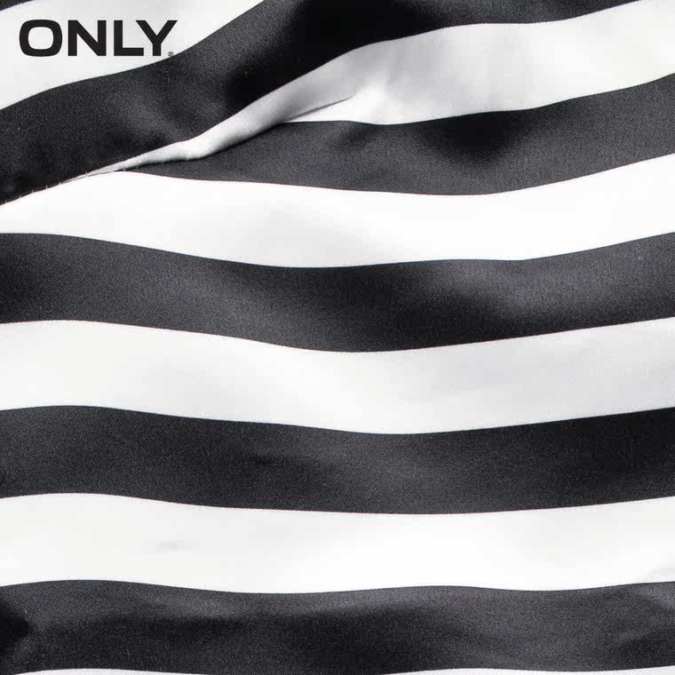 ONLY2015秋装新品黑白撞色条纹五分袖修身连衣裙女L|115307020