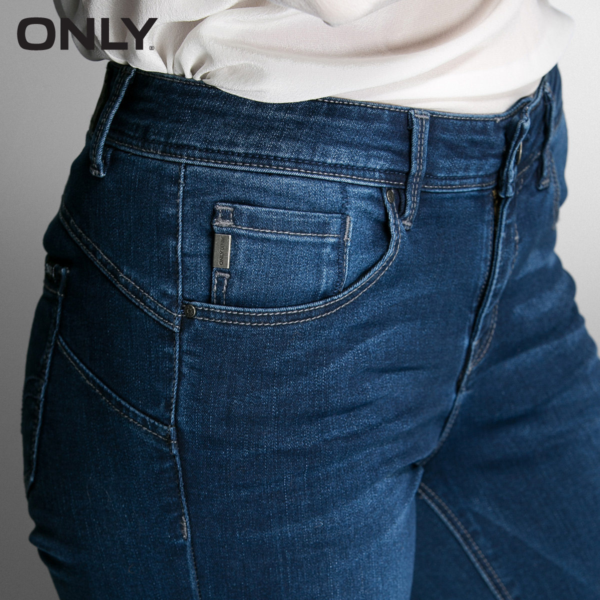 only2016春装新品修身含棉立体猫须低腰九分牛仔裤女e|116149024