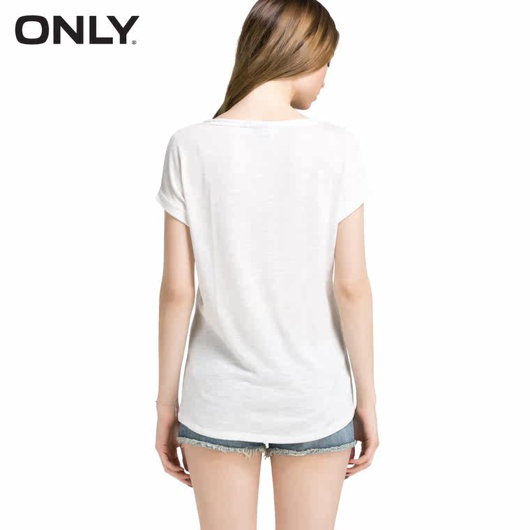 7折ONLY2015夏装新品含棉宽松短袖立体人物印花装饰T恤|115201020