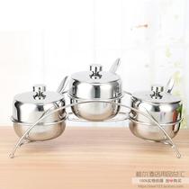 Stainless steel seasoning bottle jar set seasoning box practical salt sugar jar creative European kitchen insect-proof seasoning rack