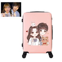 Hand-painted Q Version Avatar Pull Bar Case Design Couple Katong People Suitcase Photos Cartoon Suitcases Custom Logo