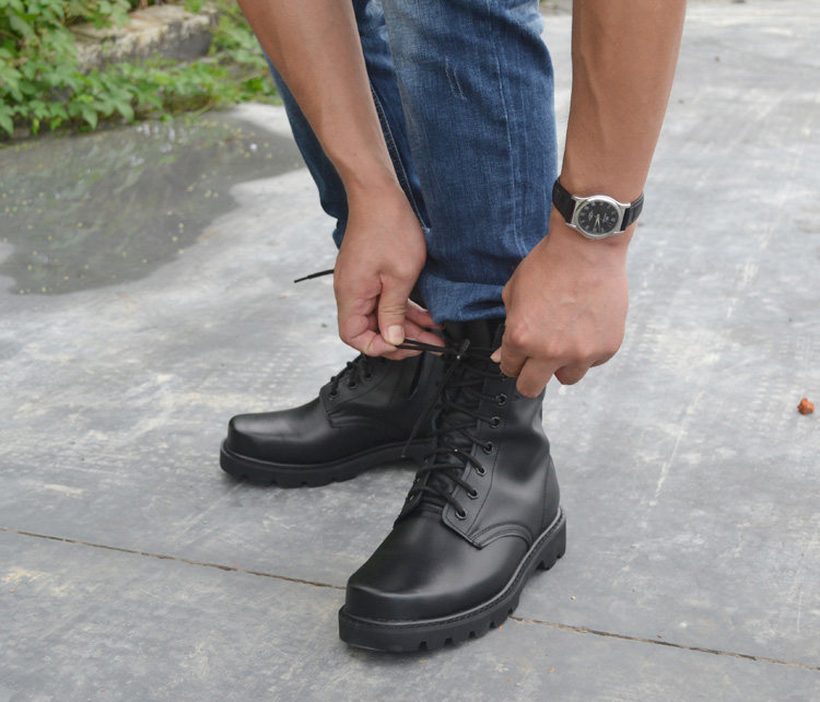 军靴男特种兵作战靴牛皮钢头钢底保暖马丁靴子男士冬季潮流真皮靴